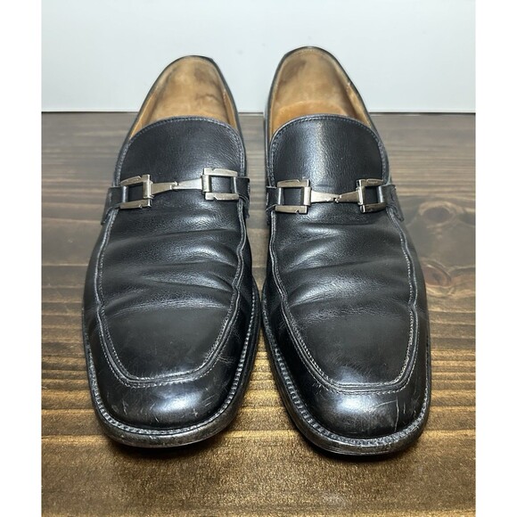 Salvatore Ferragamo Horsebit Black Leather Slip On Loafers Men's SIZE 10.5B‎ B - Picture 5 of 12